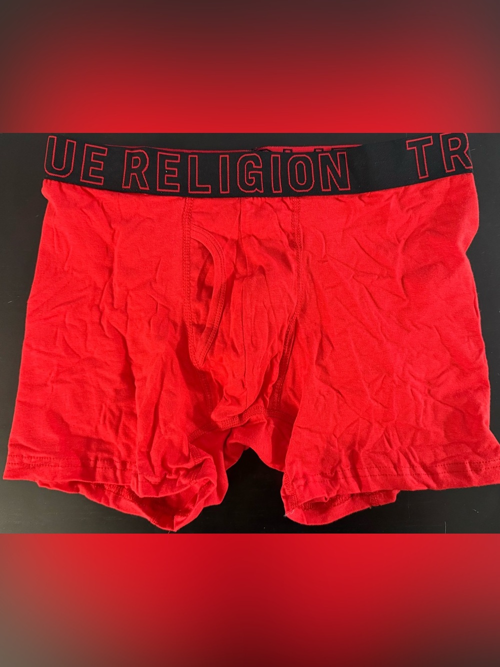 True Religion Red Men's Boxer Briefs with Black Branded Waistband